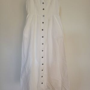 Modcloth White Maxi Dress with Button Detail